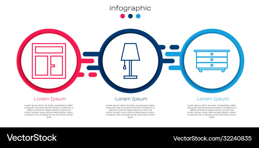 Set line window in room table lamp and chest Set line window in room table lamp and chest Vector Image