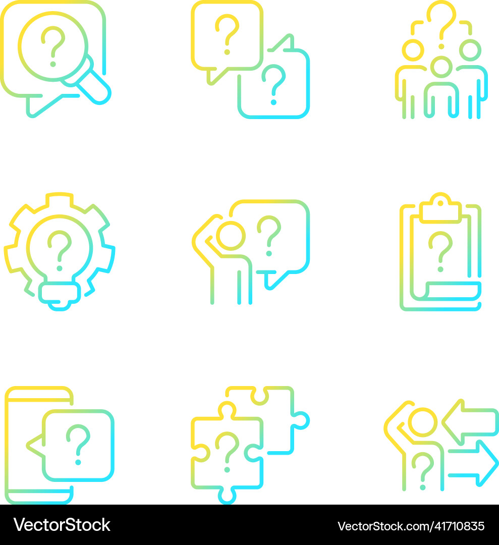 Solving different questions gradient linear icons vector image