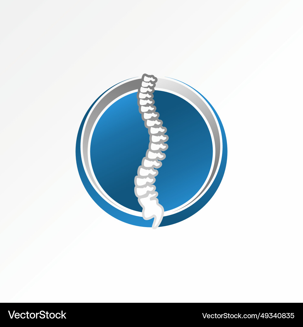 Unique spine bone on block circle swoosh Vector Image