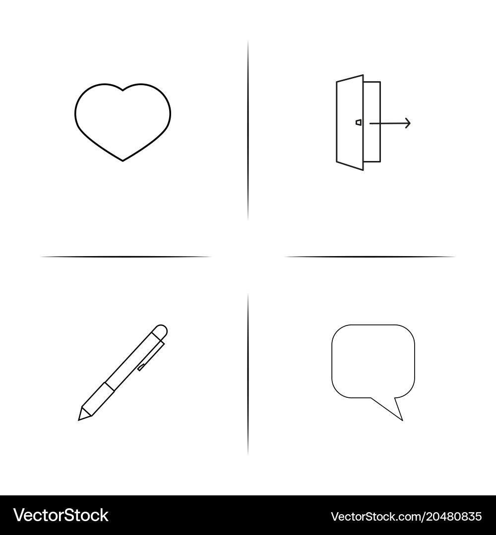 User interface simple linear icons set outlined vector image