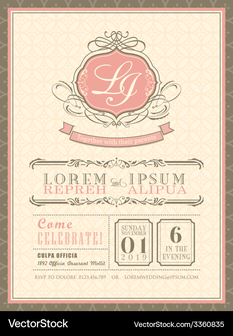 Vintage Wedding Border & Frame vector image