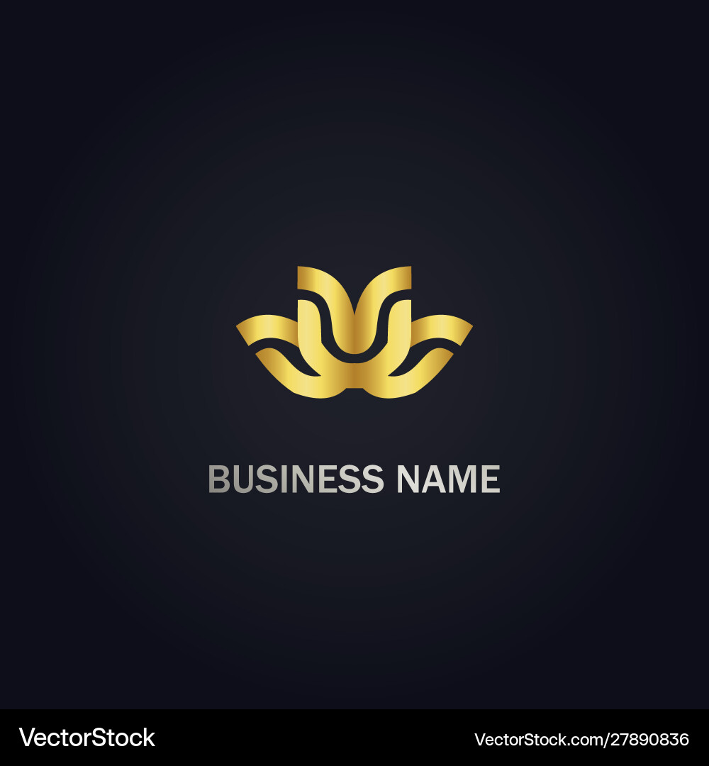 Abstract flower geometry gold logo vector image
