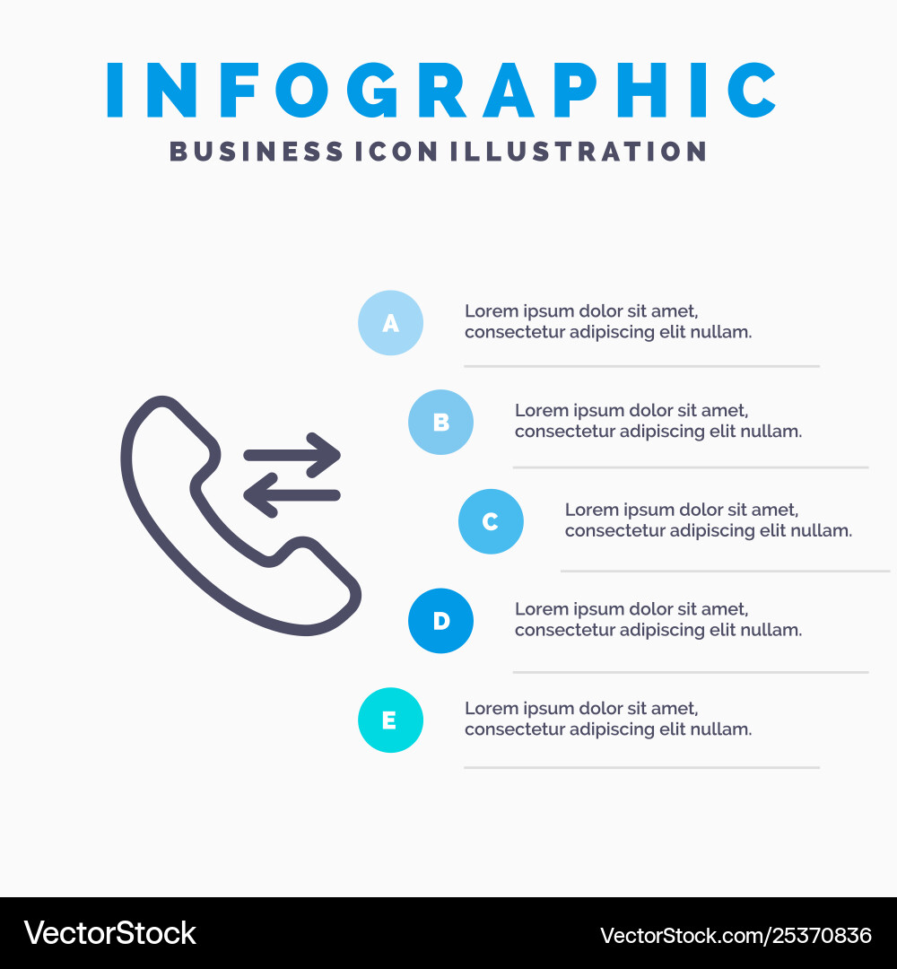 Answer call contact us line icon with 5 steps Vector Image