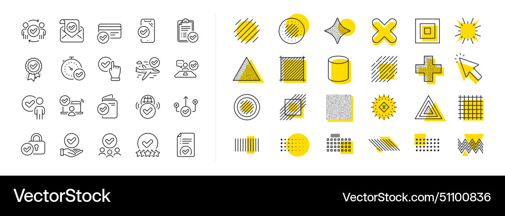 Approve line icons interviewed accepted document vector image