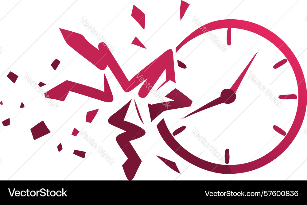 Broken clock icon symbolizing time urgency design vector image