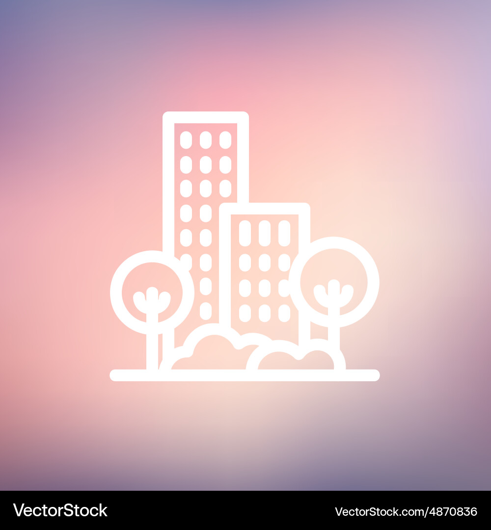 Building with Trees Line Icon vector image