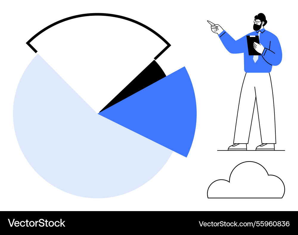 Businessman analyzing data with pie chart Vector Image