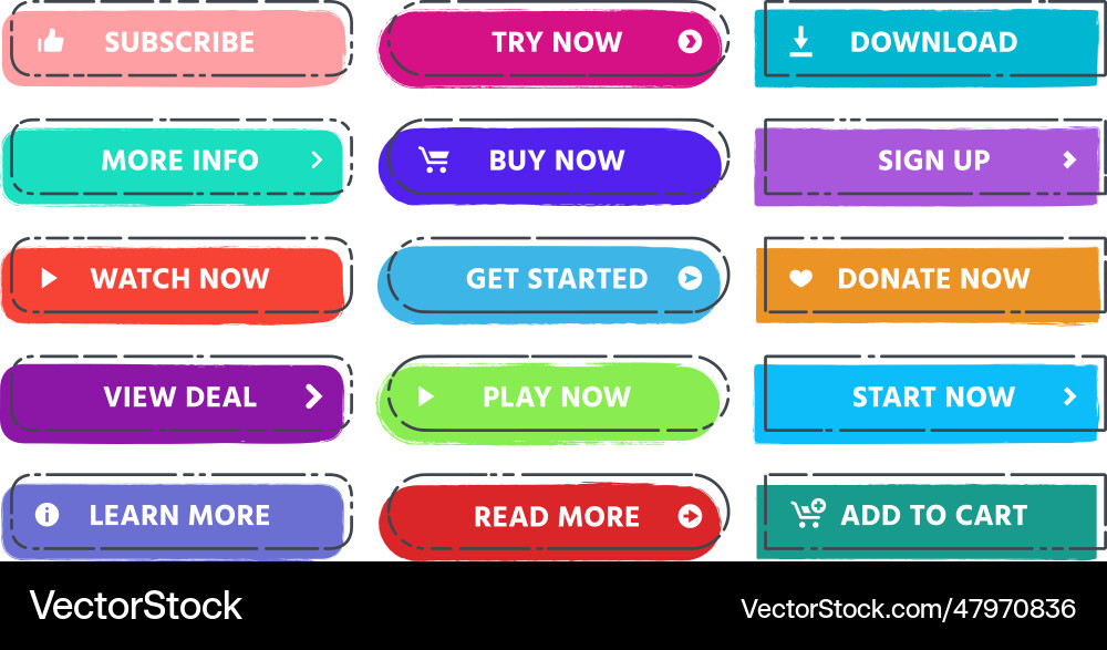 Call to action button read more subscribe and buy Vector Image