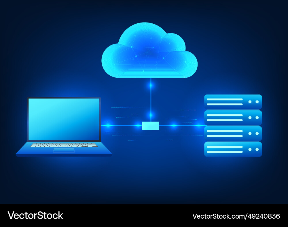 Cloud technology that connects computers Cloud technology that connects computers Vector Image