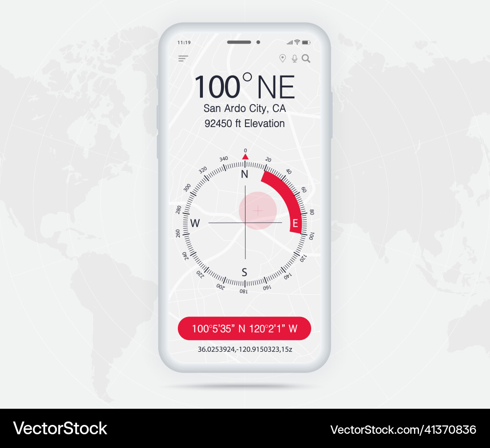 Compass app ui ux gui konzept map gps Compass app ui ux gui konzept map gps Vektorbild