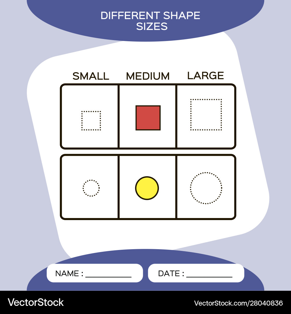 Different shape sizes small medium large Different shape sizes small medium large vector image