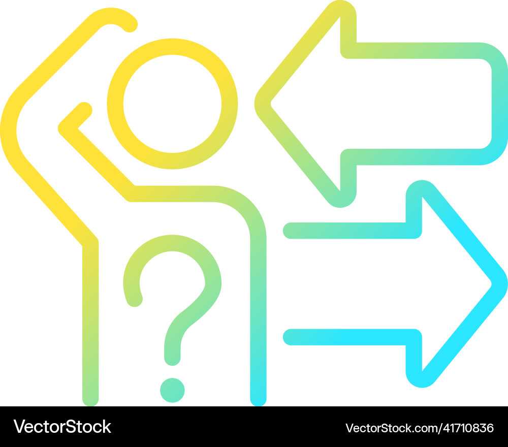 Difficult choice gradient linear icon Difficult choice gradient linear icon vector image