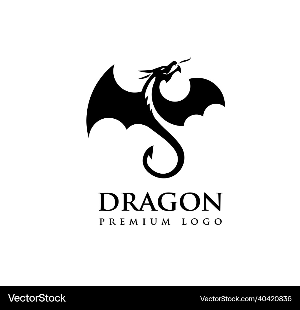 Dragon silhouette in a circle logo Dragon silhouette in a circle logo vector image