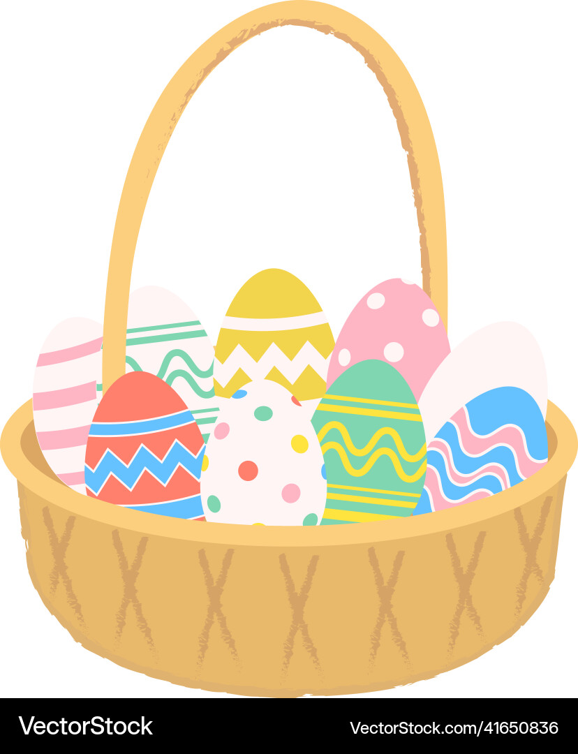 Easter basket with eggs Easter basket with eggs vector image