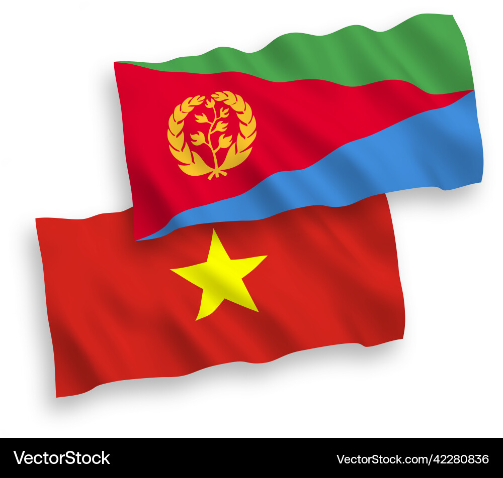 Flags of eritrea and vietnam on a white background Flags of eritrea and vietnam on a white background vector image