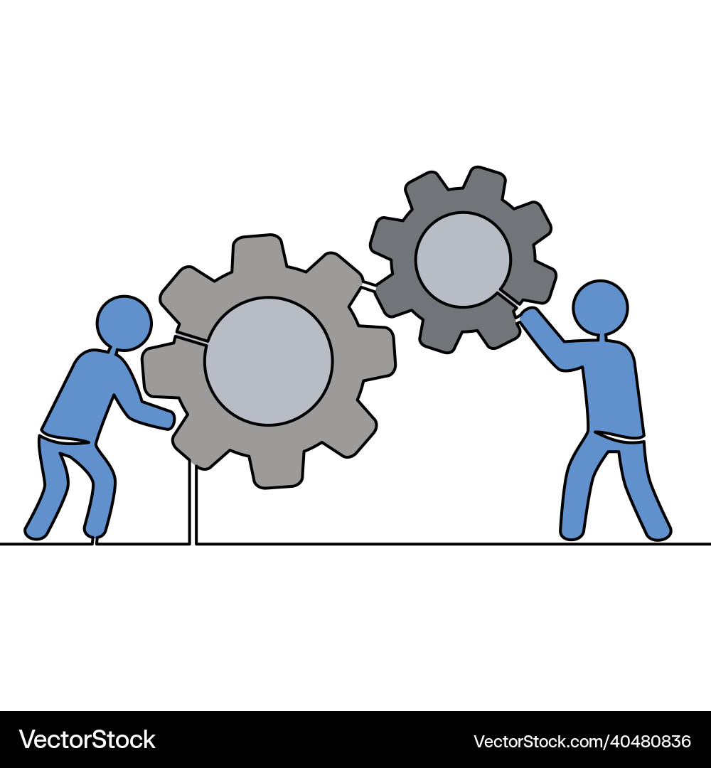 Flat continuous line teamwork workforce concept Flat continuous line teamwork workforce concept Vector Image