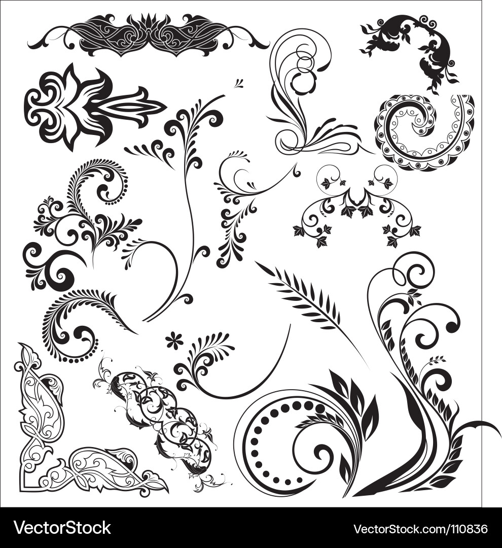 Floral Swirls and Loops Vector Image