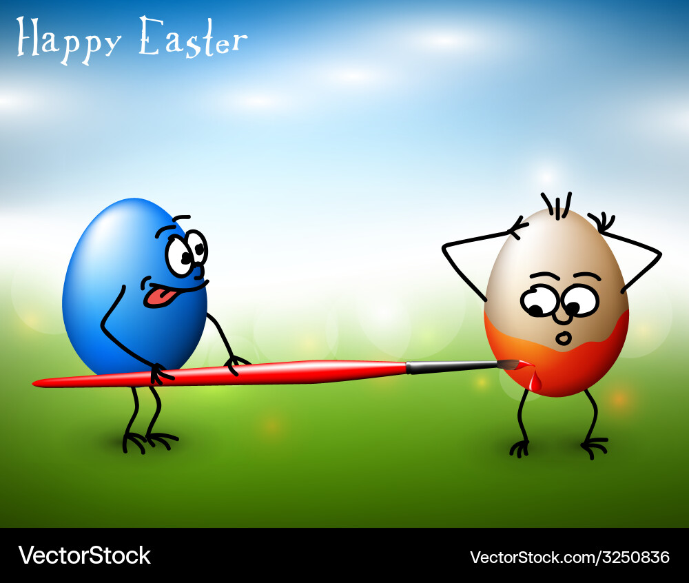 Funny easter eggs - happy card vector image