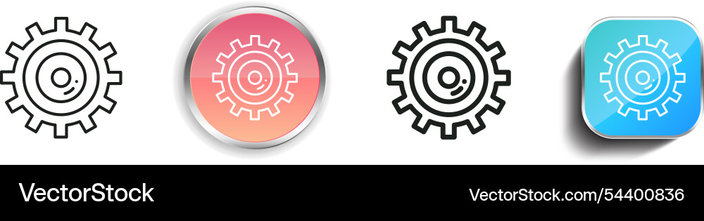 Gear icon thin linear regular and button style vector image