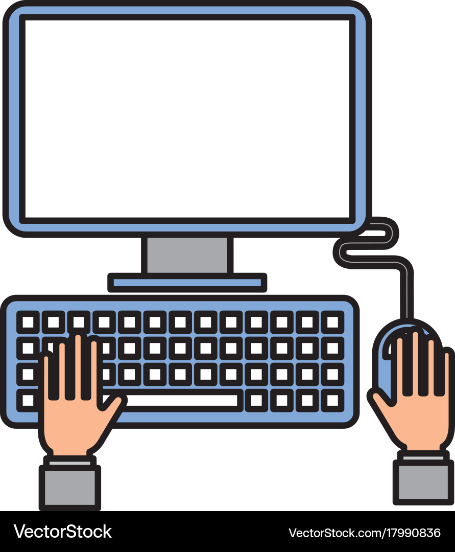 Hands programmer working keyboard laptop vector image