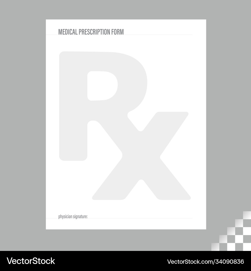 Medicine symbol rx prescription icon on a sheet Medicine symbol rx prescription icon on a sheet vector image