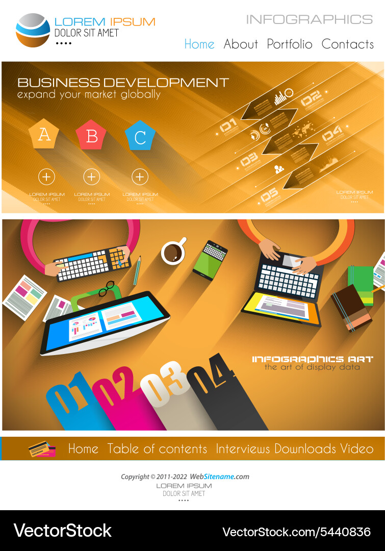 Modern website template with flat style vector image