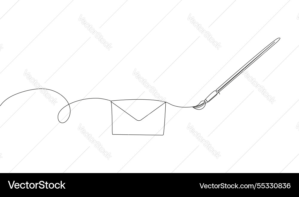 Paper envelope in a continuous one-line drawing vector image