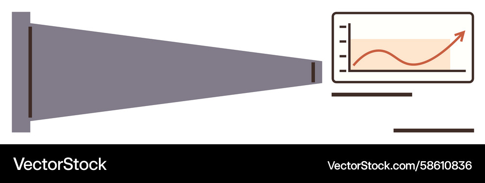 Projector beam displaying rising graph on screen Vector Image