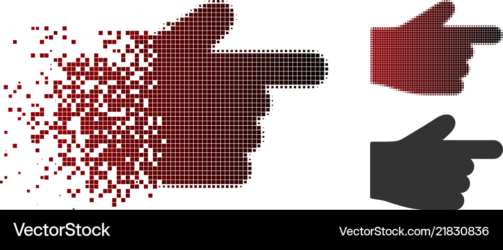 Sparkle pixelated halftone index finger icon Sparkle pixelated halftone index finger icon Vector Image