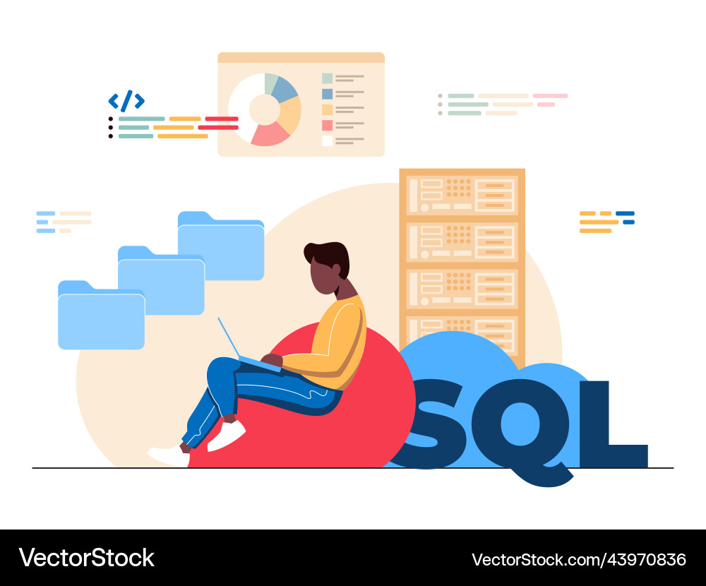 Sql developer flat Sql developer flat vector image