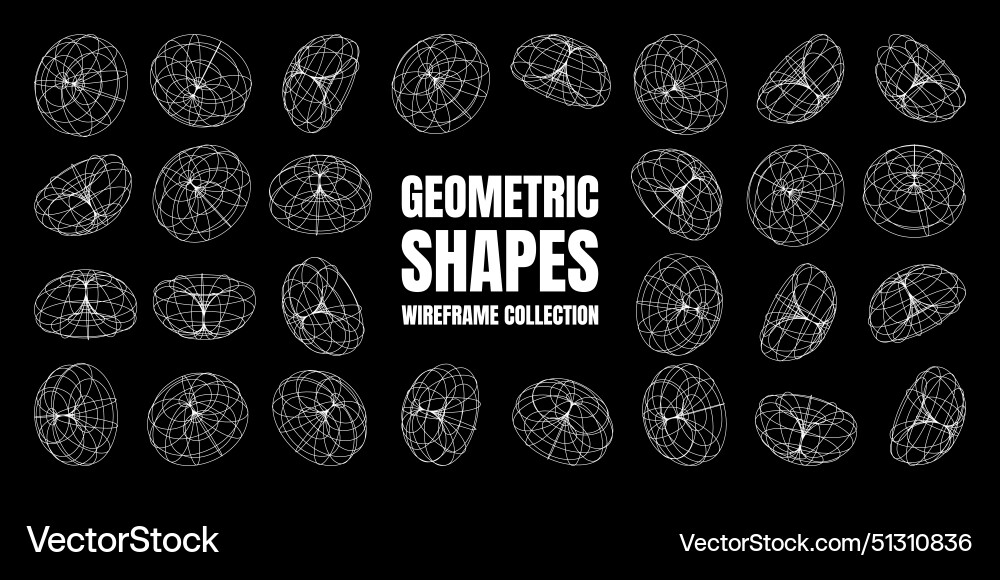 Wireframe lined shapes perspective mesh 3d grid Wireframe lined shapes perspective mesh 3d grid vector image