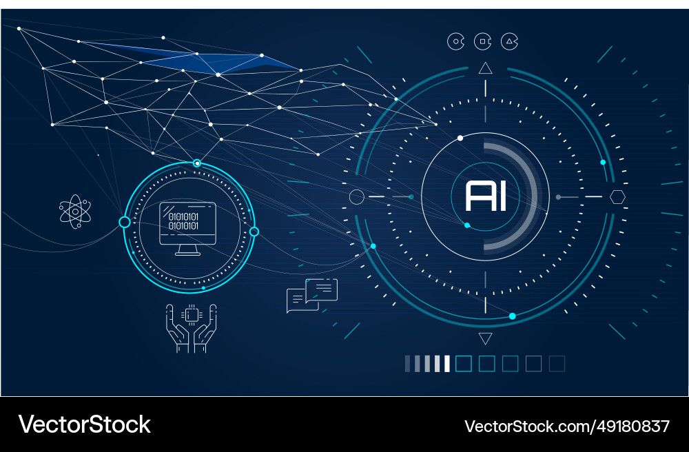 Artificial intelligence with digital data analysis Artificial intelligence with digital data analysis Vector Image