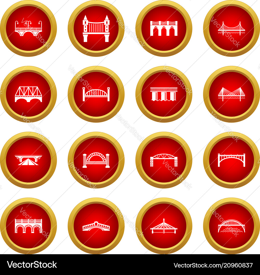 Bridge icons set simple style Vector Image