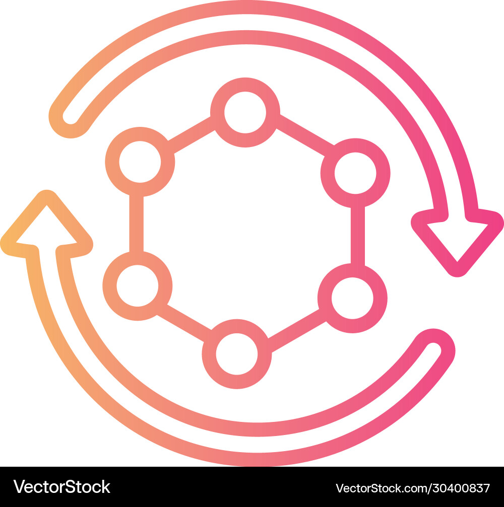 Dna molecule structure with arrows around linear Vector Image
