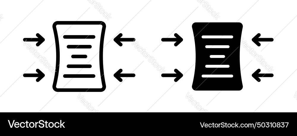 File compressor icon set reduce data and size Vector Image