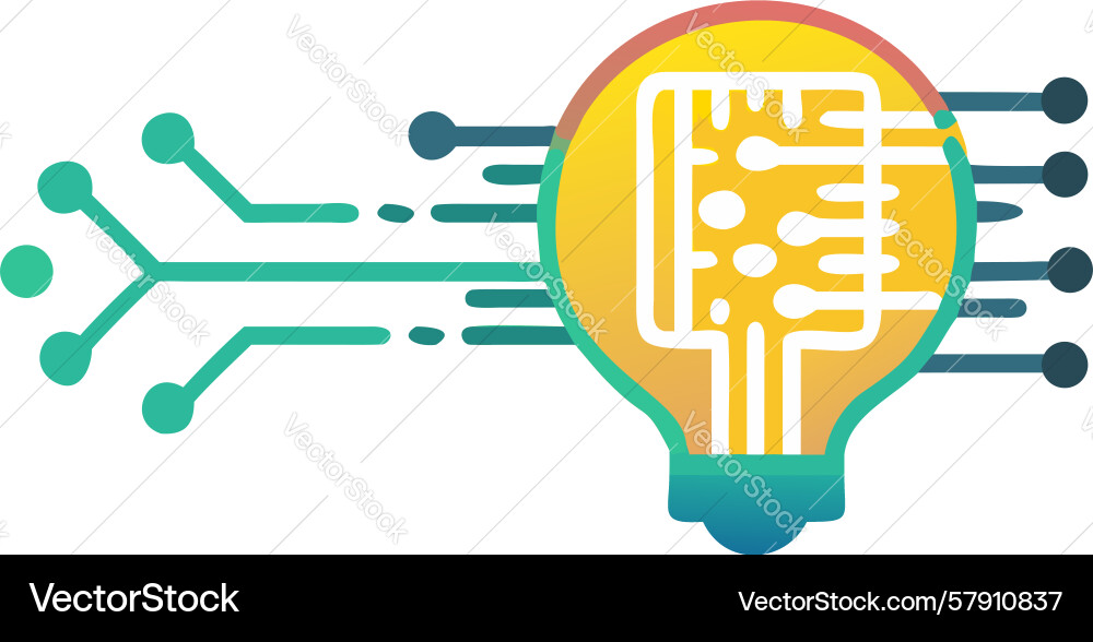 Lightbulb with circuit board technological Vector Image