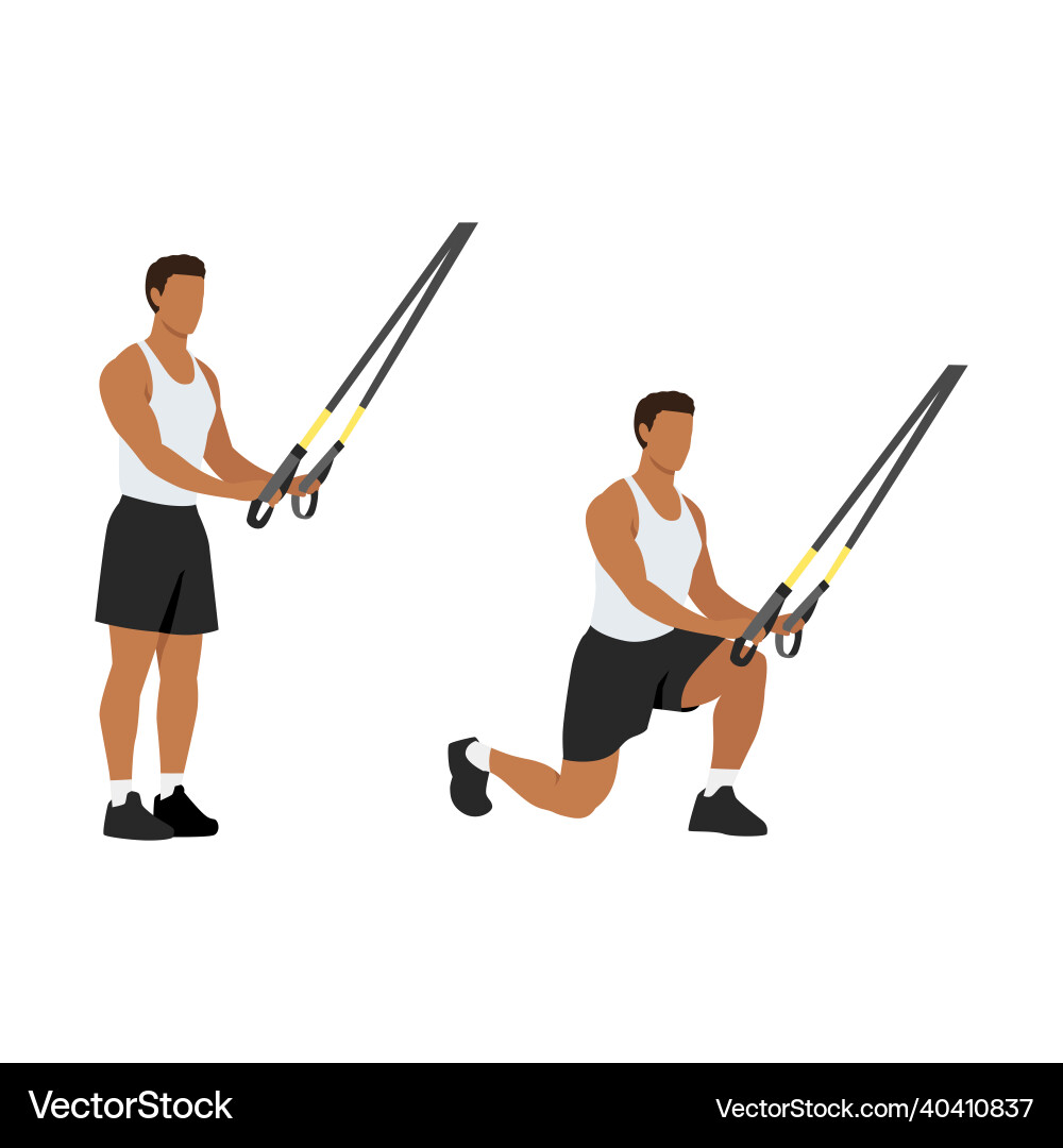 Man doing trx reverse lunges exercise Royalty Free Vector
