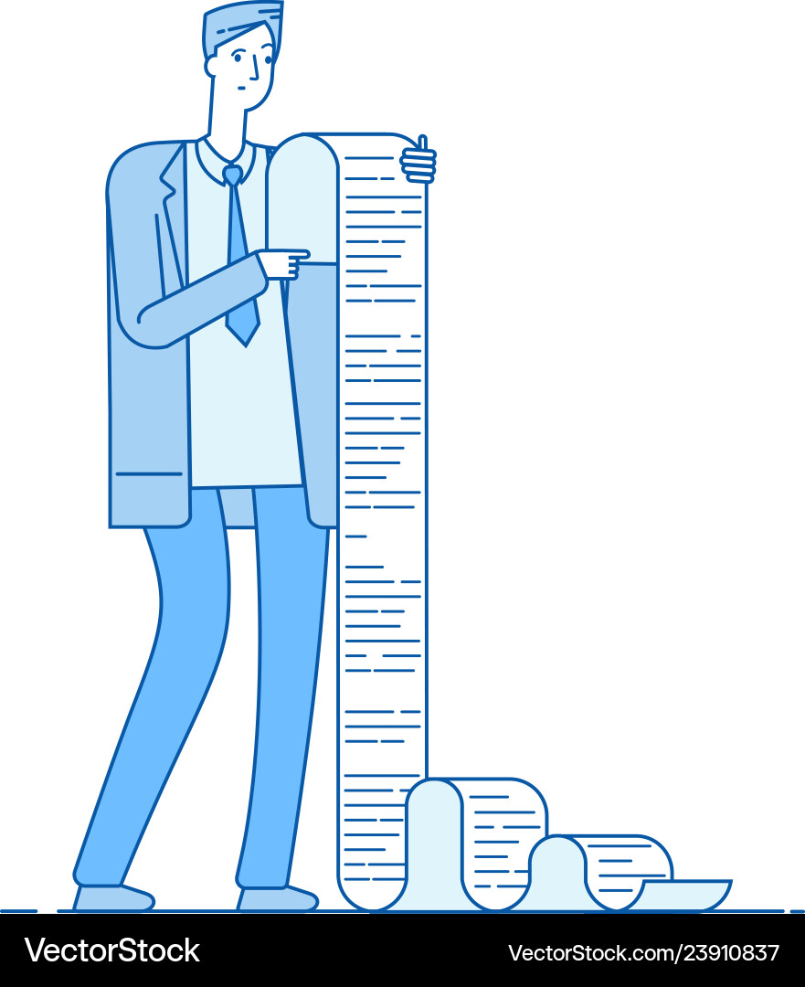 Man with long list businessman reading Vector Image