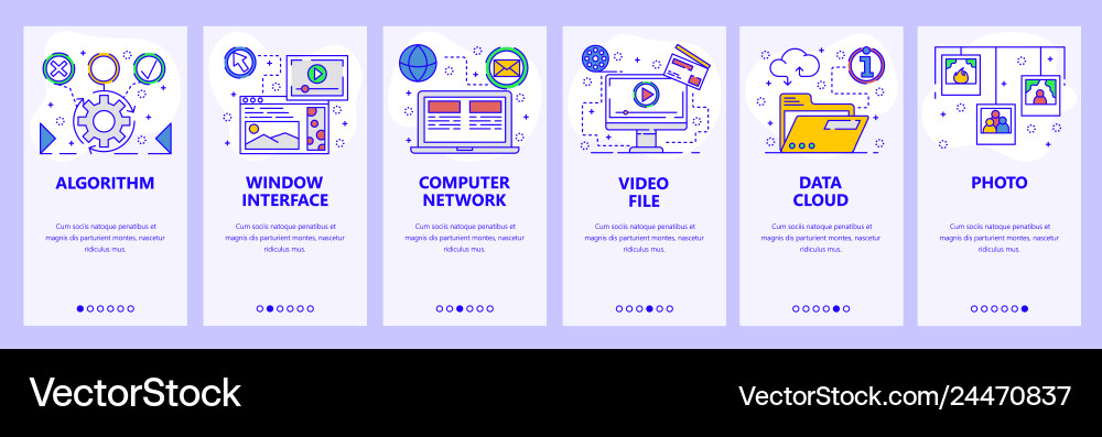 Mobile app onboarding screens online computer vector image