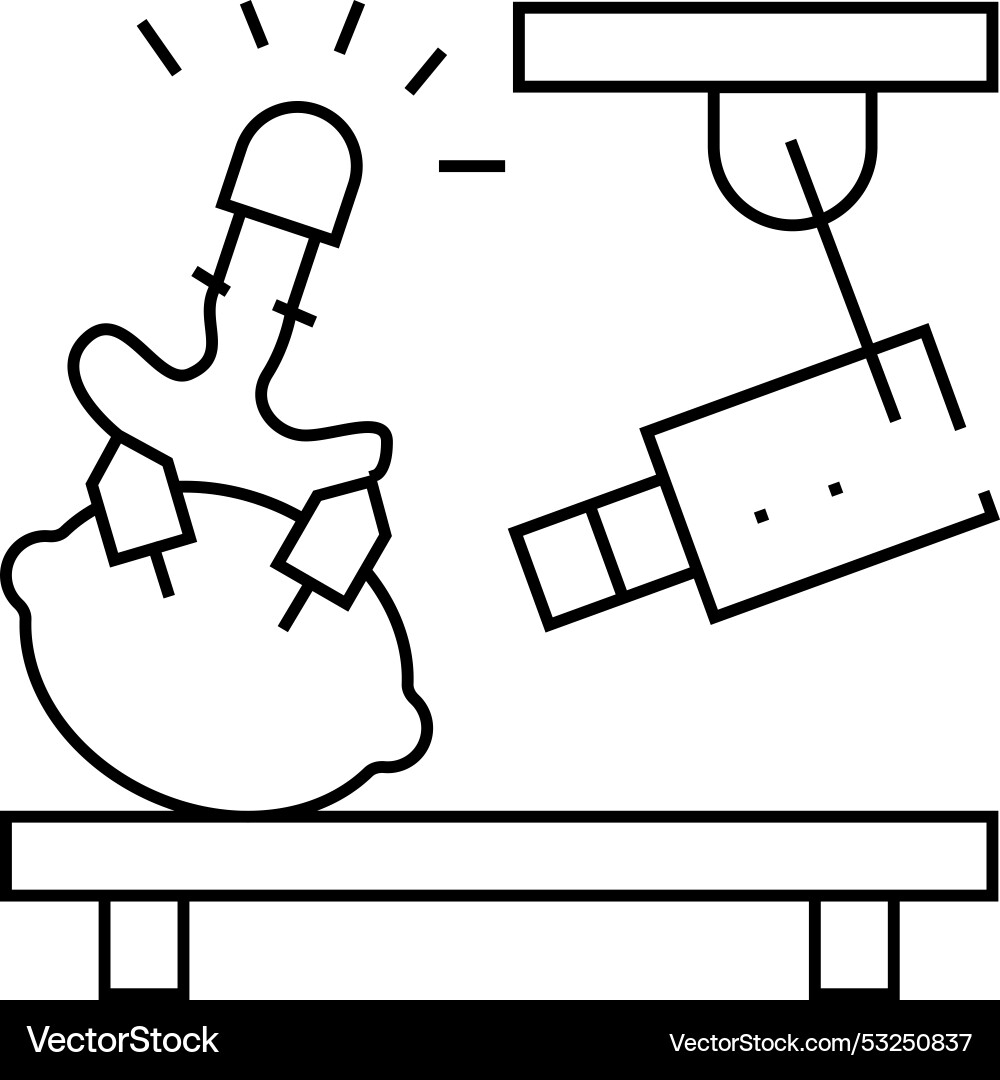 Physics experiment video lesson line icon Physics experiment video lesson line icon vector image