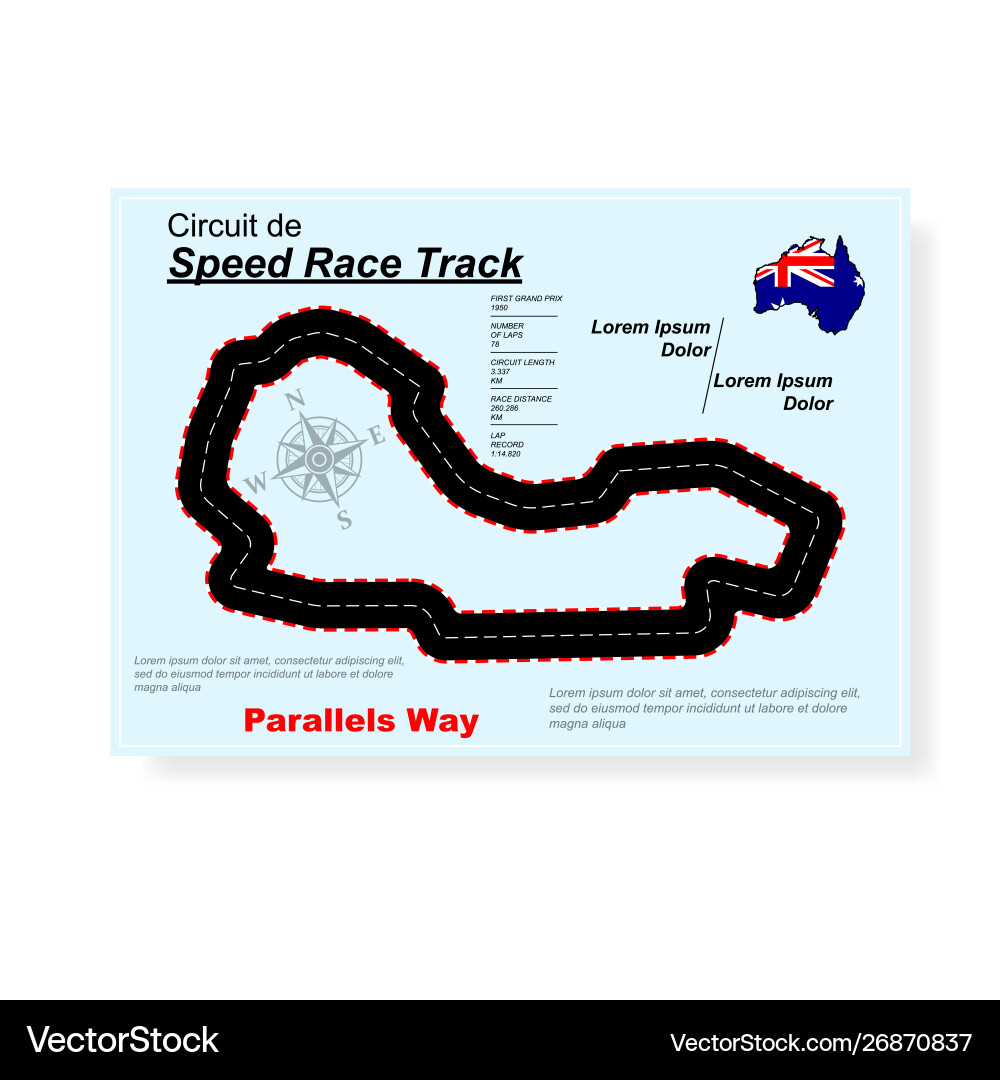 Race track map circuit background Race track map circuit background vector image