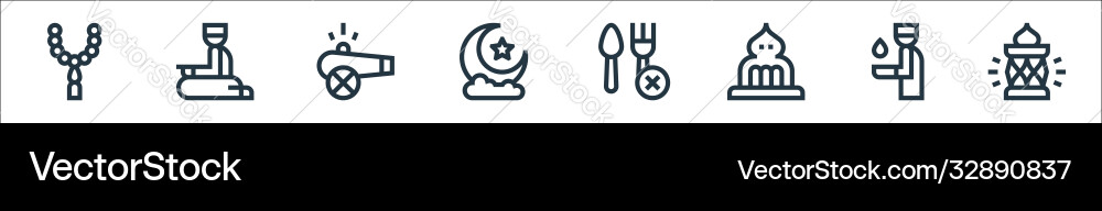 Ramadan line icons linear set quality Ramadan line icons linear set quality vector image