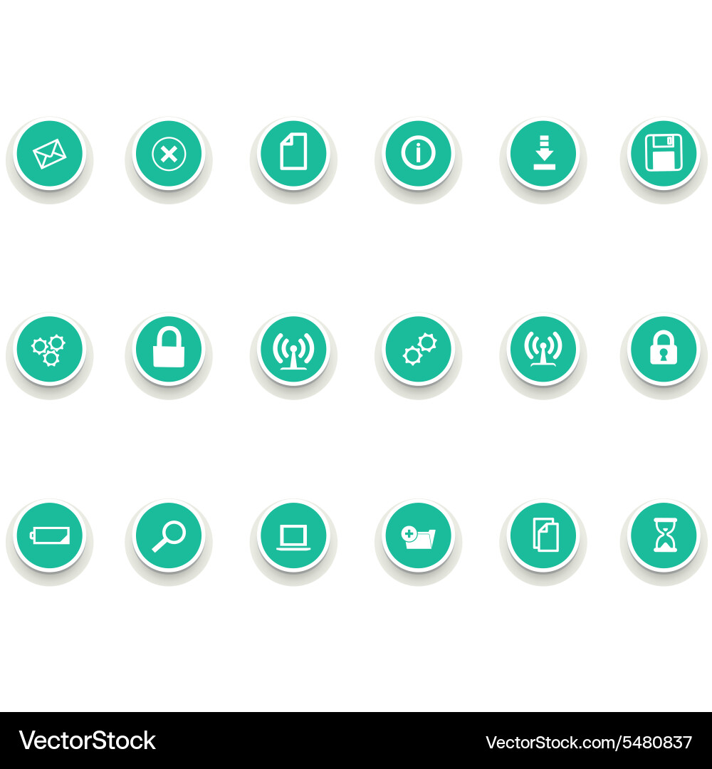 Round of computer icons vector image