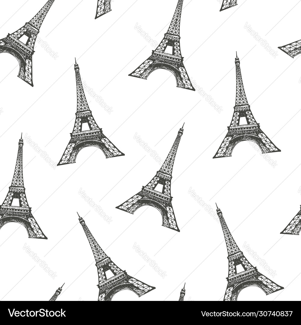 Seamless pattern with hand drawn eiffel tower Vector Image