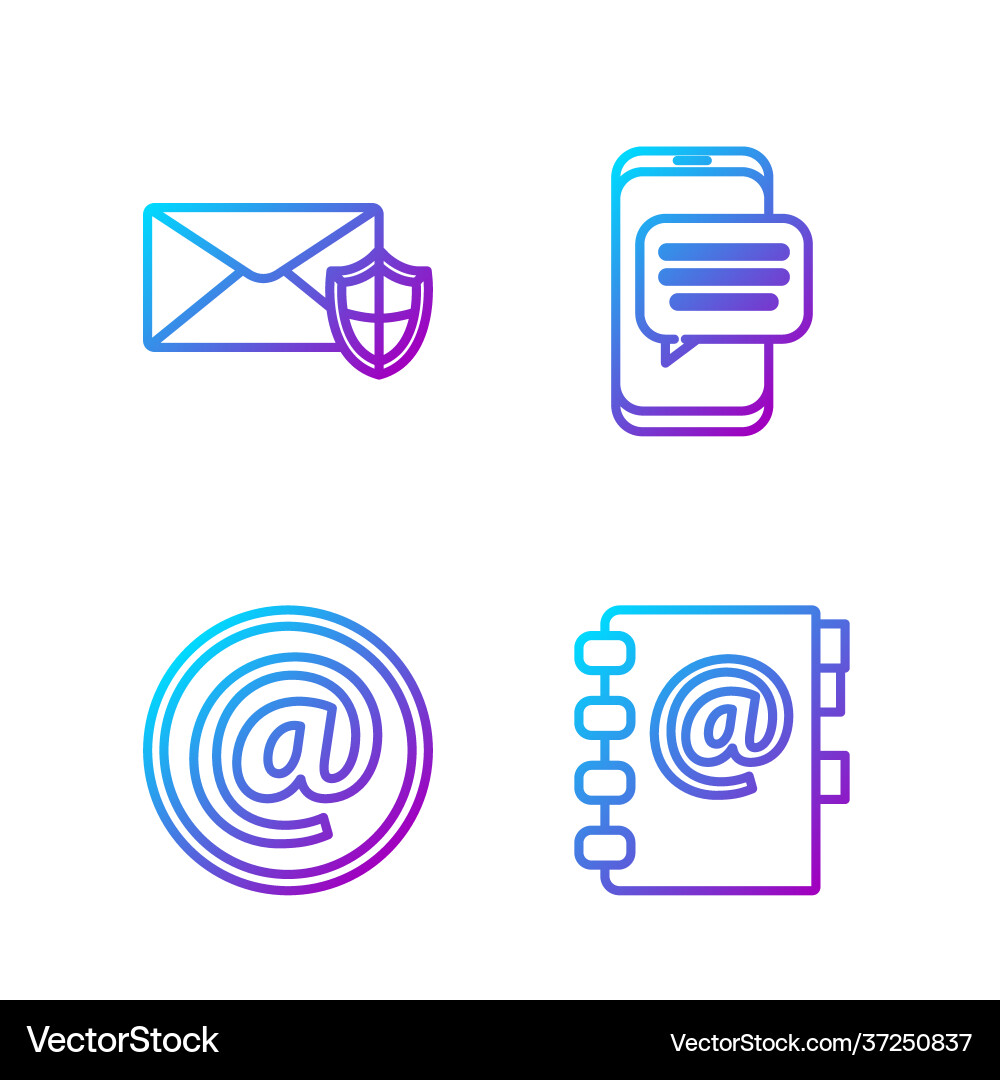 Set line address book mail and e-mail envelope Vector Image
