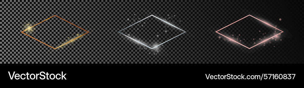 Set of three rhombus shape frames Set of three rhombus shape frames Vector Image