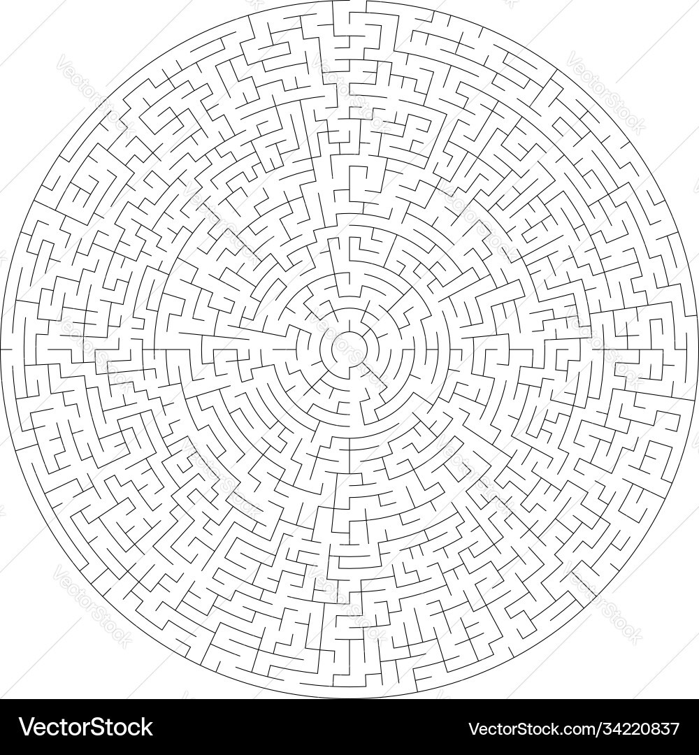 Solvable circle circular maze labyrinth puzzle Vector Image