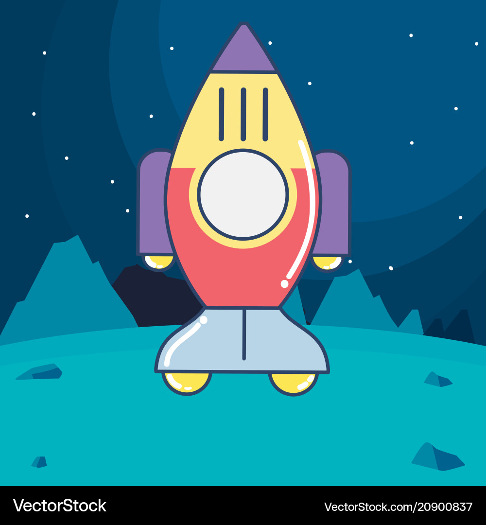 Spaceship taking off from planet Vector Image