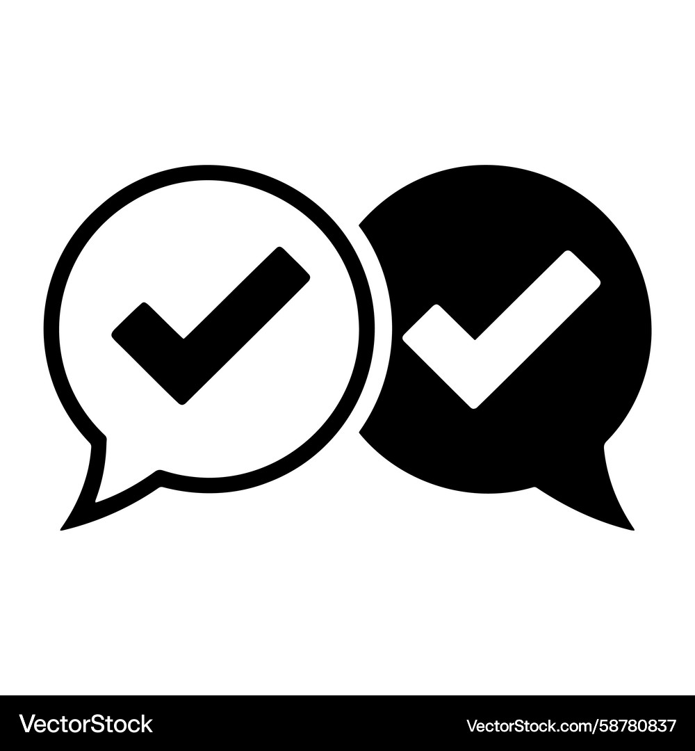 Two Speech Bubbles with Checkmarks Vector Image