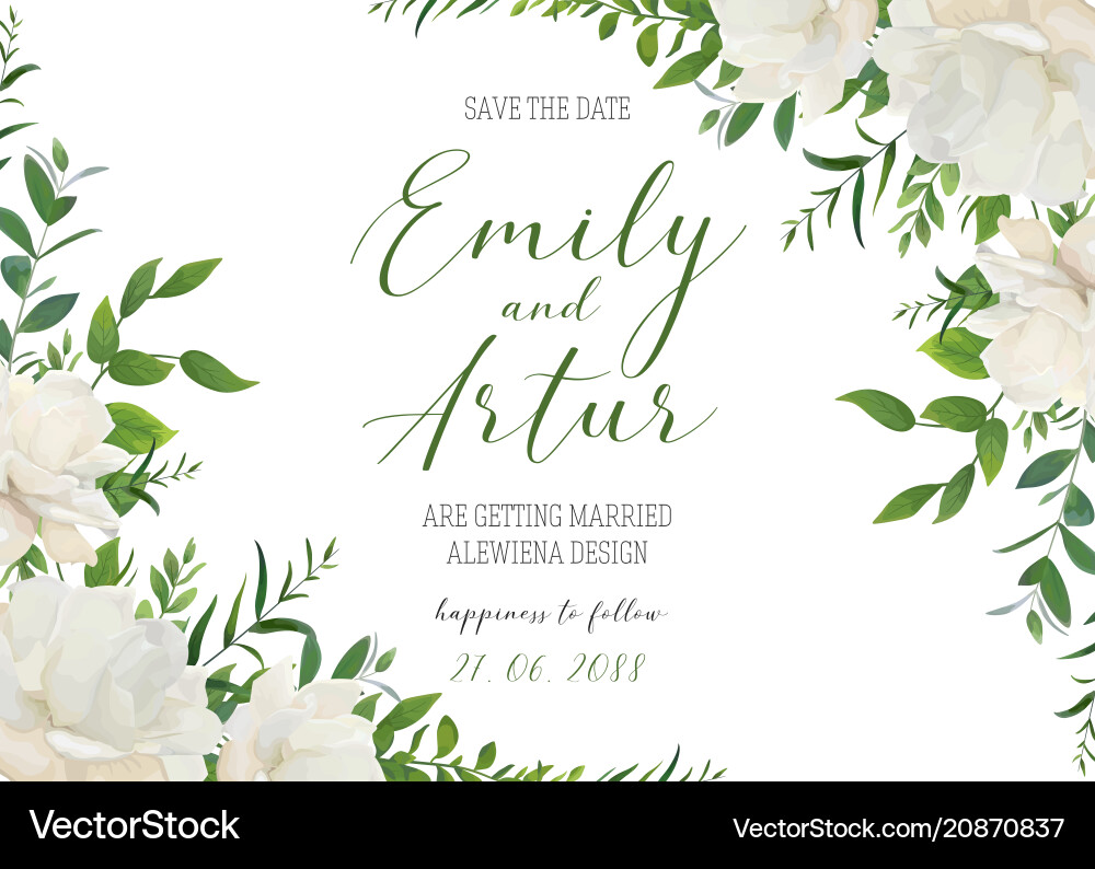 Wedding floral invite save the date card design Wedding floral invite save the date card design vector image